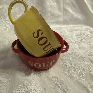 Mulberry Home Collection 2 Speckle soup chili bowls 2 handles, ceramic.